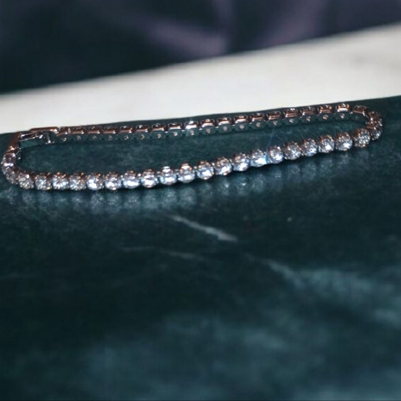 925 Sterling Silver CZ Diamond Tennis Bracelet - Picture 5 of 13